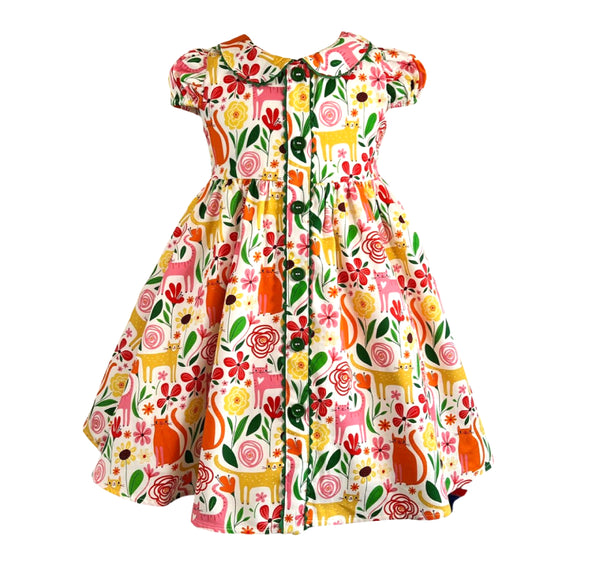 cats-meow-vintage-nellie-dress-w-hairbow-little-miss-marmalade - Sophia's Style Girls Dress-1